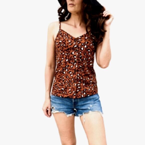 Black TAPE Leopard Print Cami Top - Picture 1 of 4